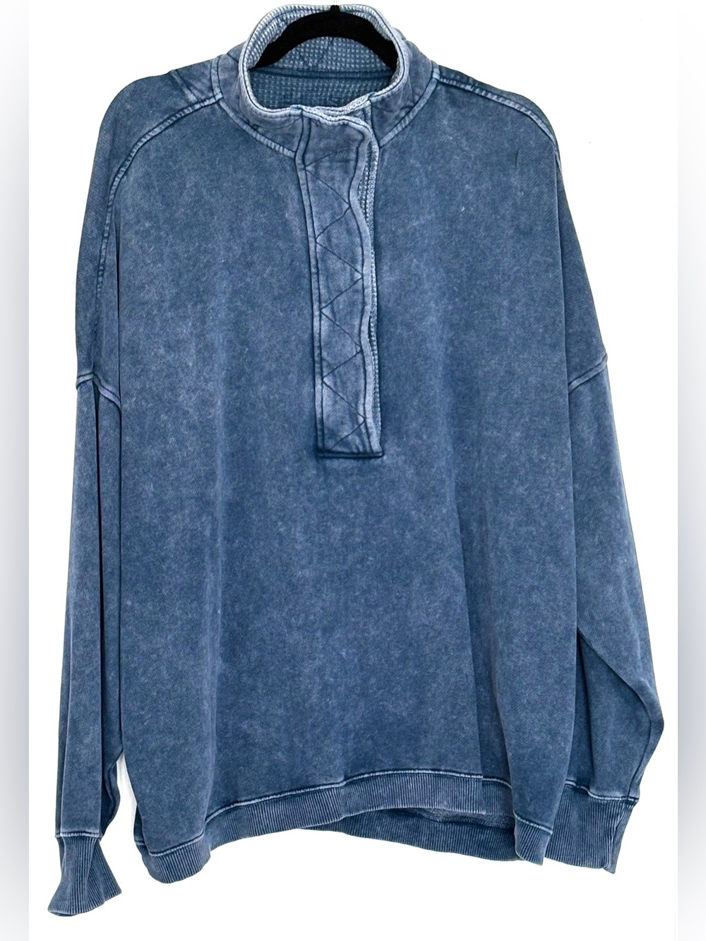 Aerie Getaway Quarter Snap Sweatshirt Blue Size XL NWT